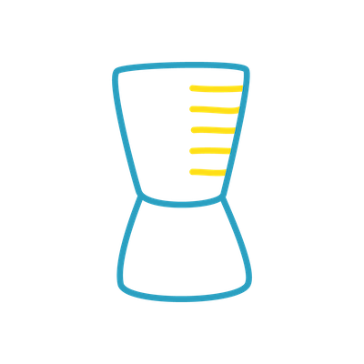 blue outlined icon of a spirits measure