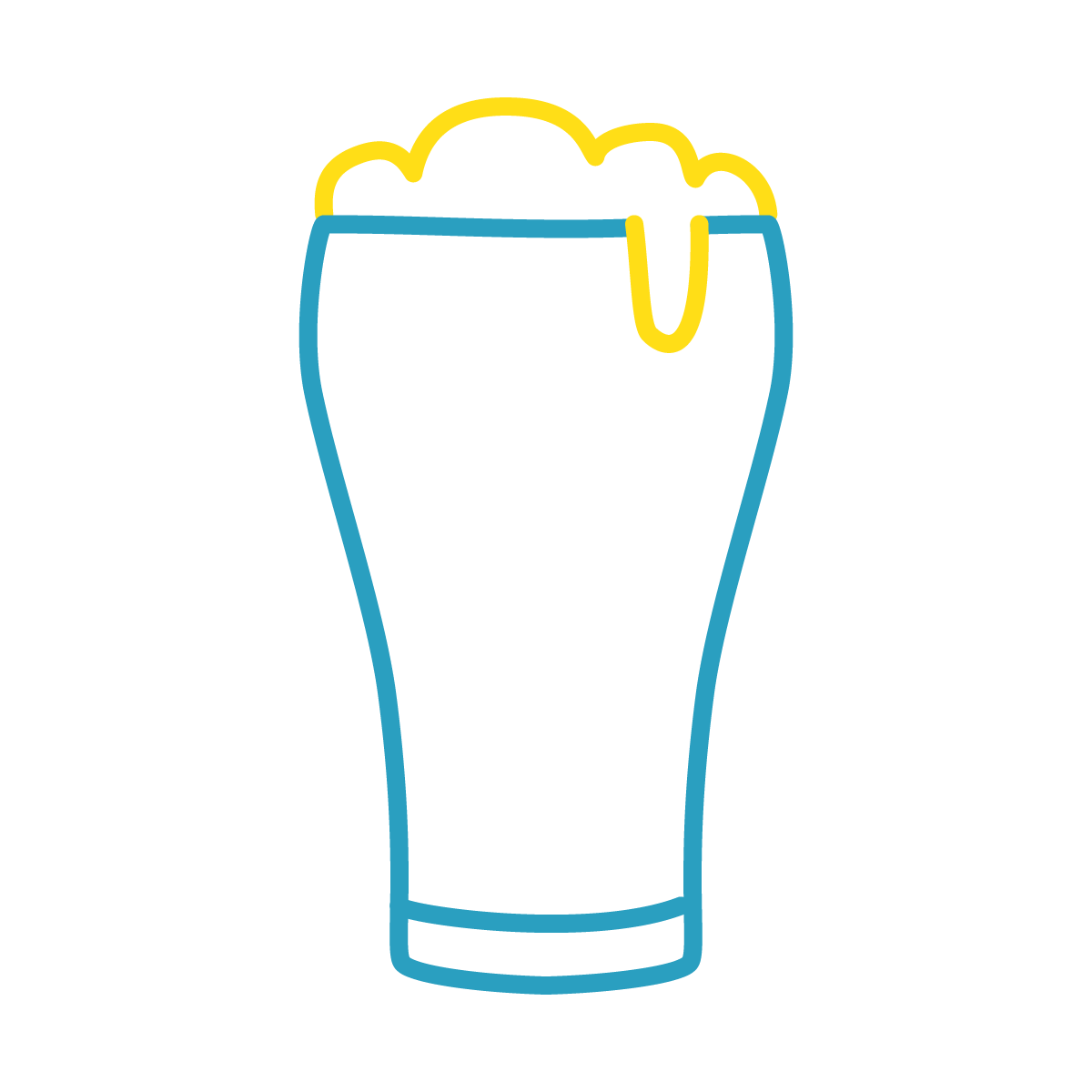 blue outlined icon of a schooner of beer