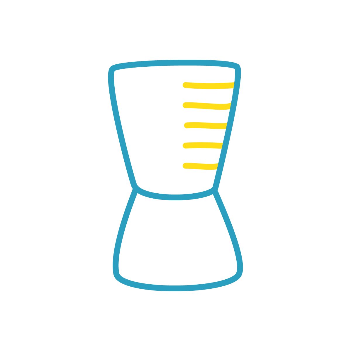 blue outlined icon of a shot glass of spirits