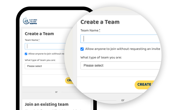 Sleep Under the Stars | Create or join a team