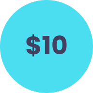$10 blue circle