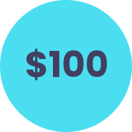 $100 blue circle